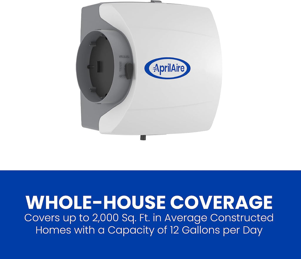 AprilAire 500M 12-gal. Whole-House Small Bypass Evaporative Humidifier with Manual Control for up to 3,600 sq. ft. + AprilAire Model 5843 Humidifier