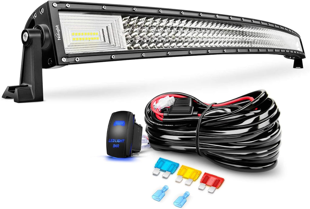 Nilight ZH408 52Inch 783W Curved Triple Row Flood Spot Combo Beam Led Bar 78000LM Driving Lights with 12AWG Heavy Duty 12V 5Pin Rocker Switch Wiring