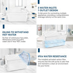 600W Utility Sink Pump with PCB Function Upgrade Structure Upflush to 25FT 1700GPH Under Sink Pump with 3 Water Inlets 1 Outlet Macerating Toilet