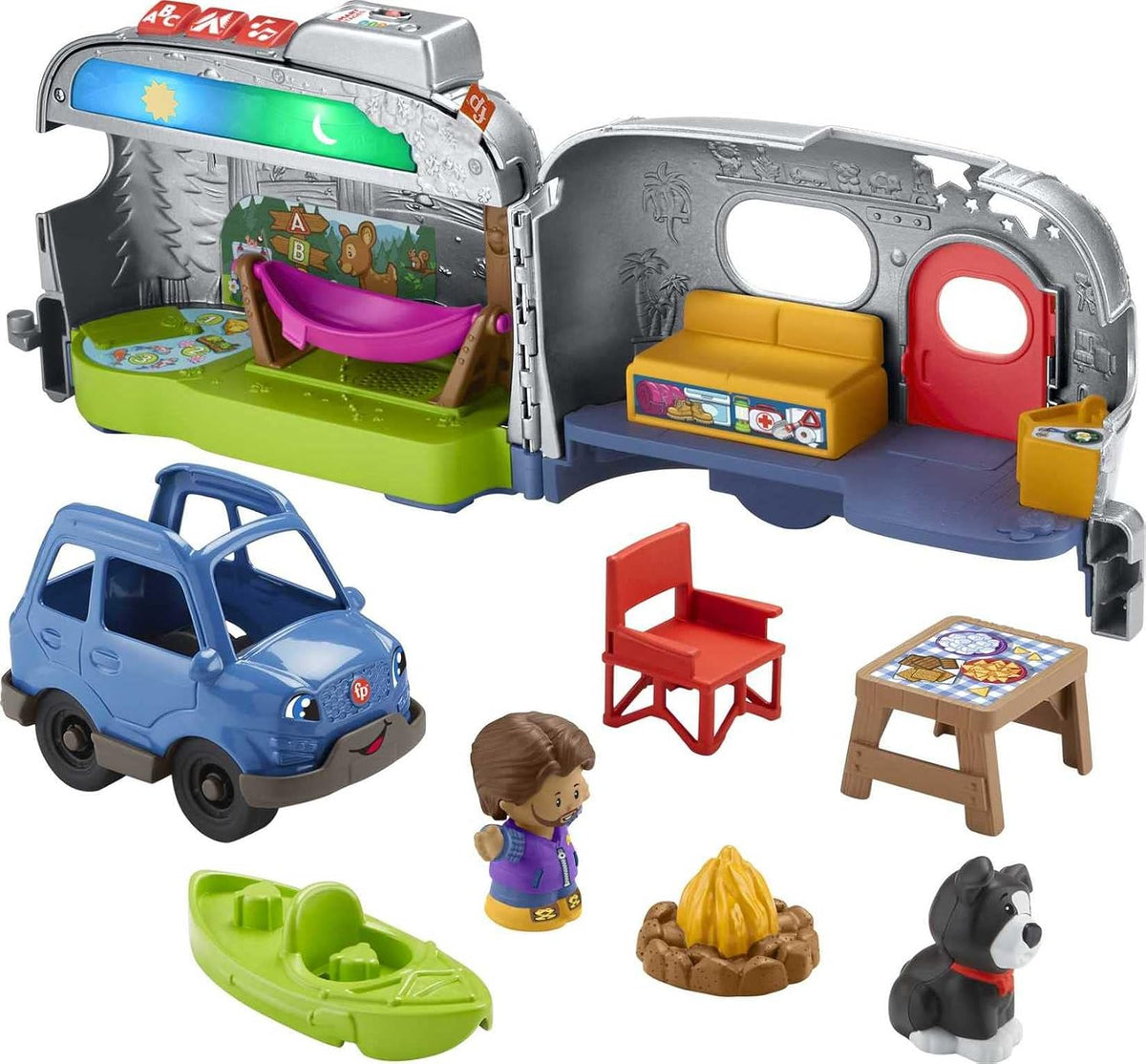 Fisher-Price Little People Toddler Toy Light-Up Learning Camper Playset with Smart Stages, Figures & Accessories for Pretend Play Ages 1+ Years