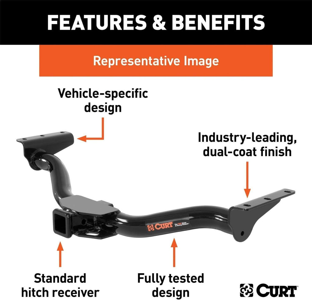 CURT 13392 Class 3 Trailer Hitch, 2" Receiver, Fits 2007-2018 Jeep Wrangler JK, 2018-2026 Wrangler JL, 5,000 lb GTW, 500 lb TW, 5,000 lb WD, Custom