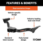 CURT 13392 Class 3 Trailer Hitch, 2" Receiver, Fits 2007-2018 Jeep Wrangler JK, 2018-2026 Wrangler JL, 5,000 lb GTW, 500 lb TW, 5,000 lb WD, Custom