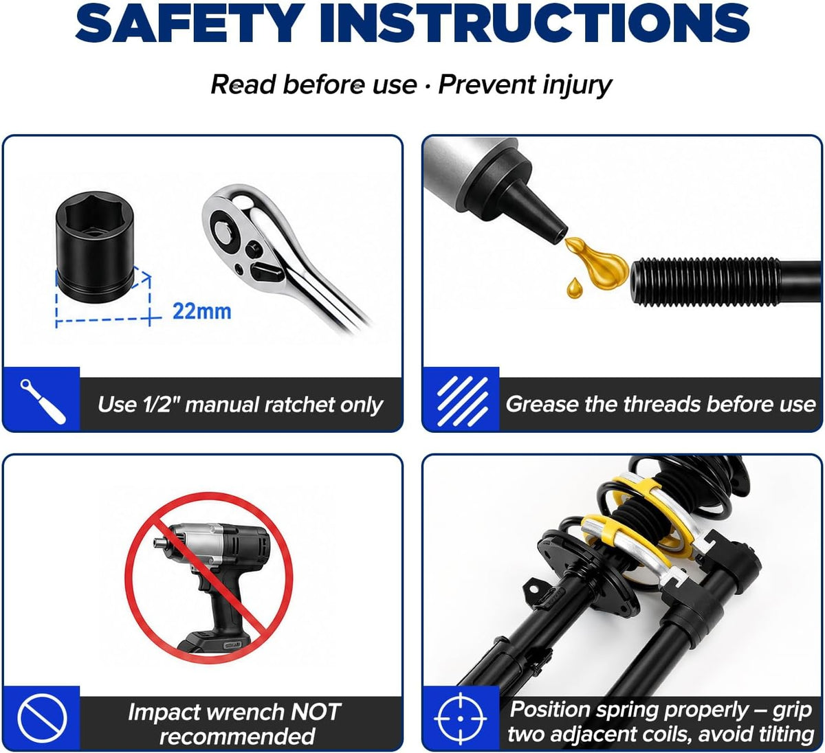 MRCARTOOL On-Vehicle Strut Spring Compressor Kit for SUVs and Trucks
