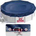24 ft Round Winter Pool Cover for Above Ground Pools, Navy Blue, Resistant