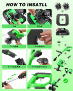 22V Cordless Garden Tiller, Battery Operated Cultivator Rototiller