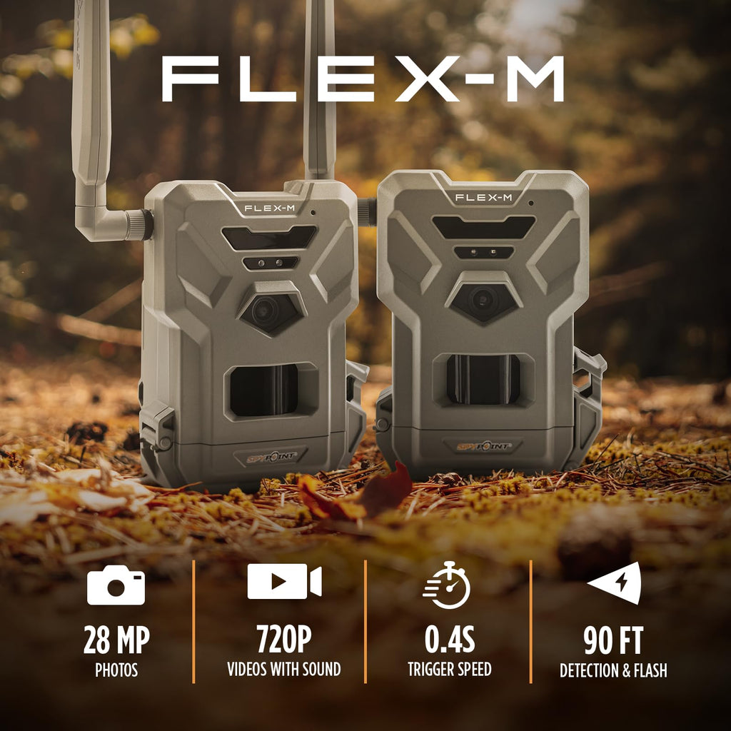 SPYPOINT Flex-M Twin, Cellular Trail Camera, Night Vision, Free Photo Plan