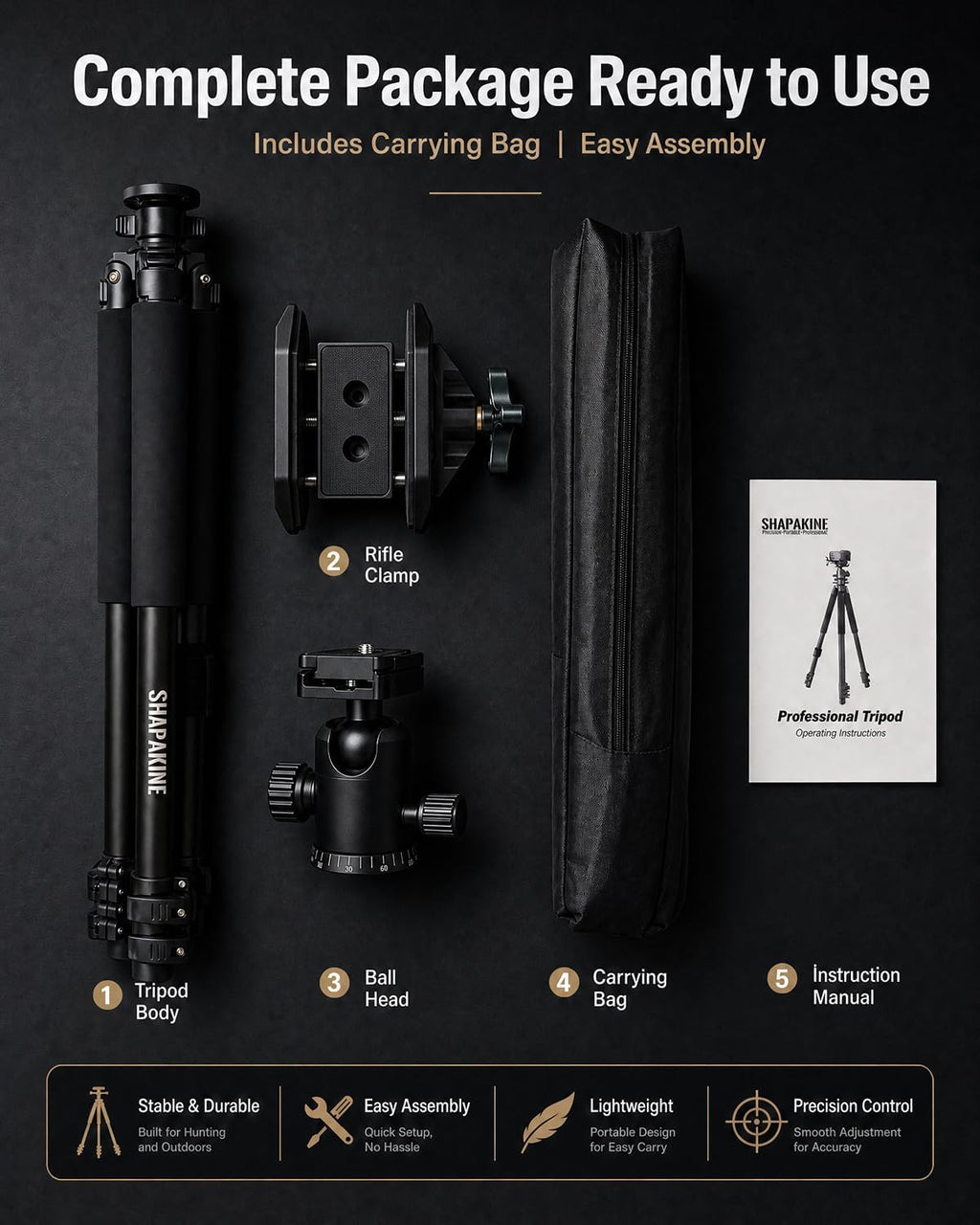 Aluminum Tripod with 360° Ball Head, Arca-Swiss Compatible