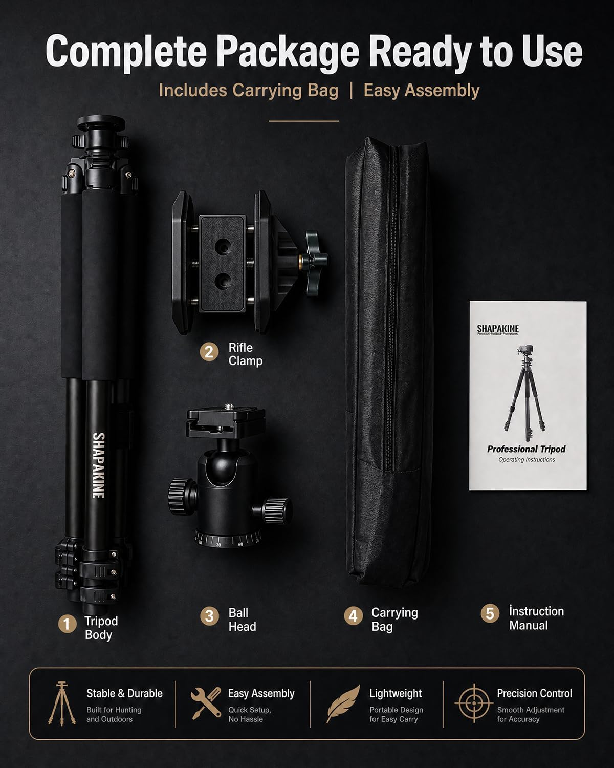 Aluminum Tripod with 360° Ball Head, Arca-Swiss Compatible