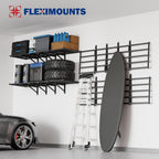 FLEXIMOUNTS Fold-Down 2-Pack 2x6ft Garage Wall Shelving, 1800lbs Load,Black