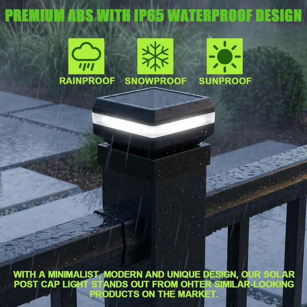 Modern Solar Post Cap Lights - 12 Pack, 2 Modes LED(3000K/6000K) Deck Fence Cap Light for 2x2, 2.5x2.5, 3x3 Posts, IP65 Waterproof, Decoration for