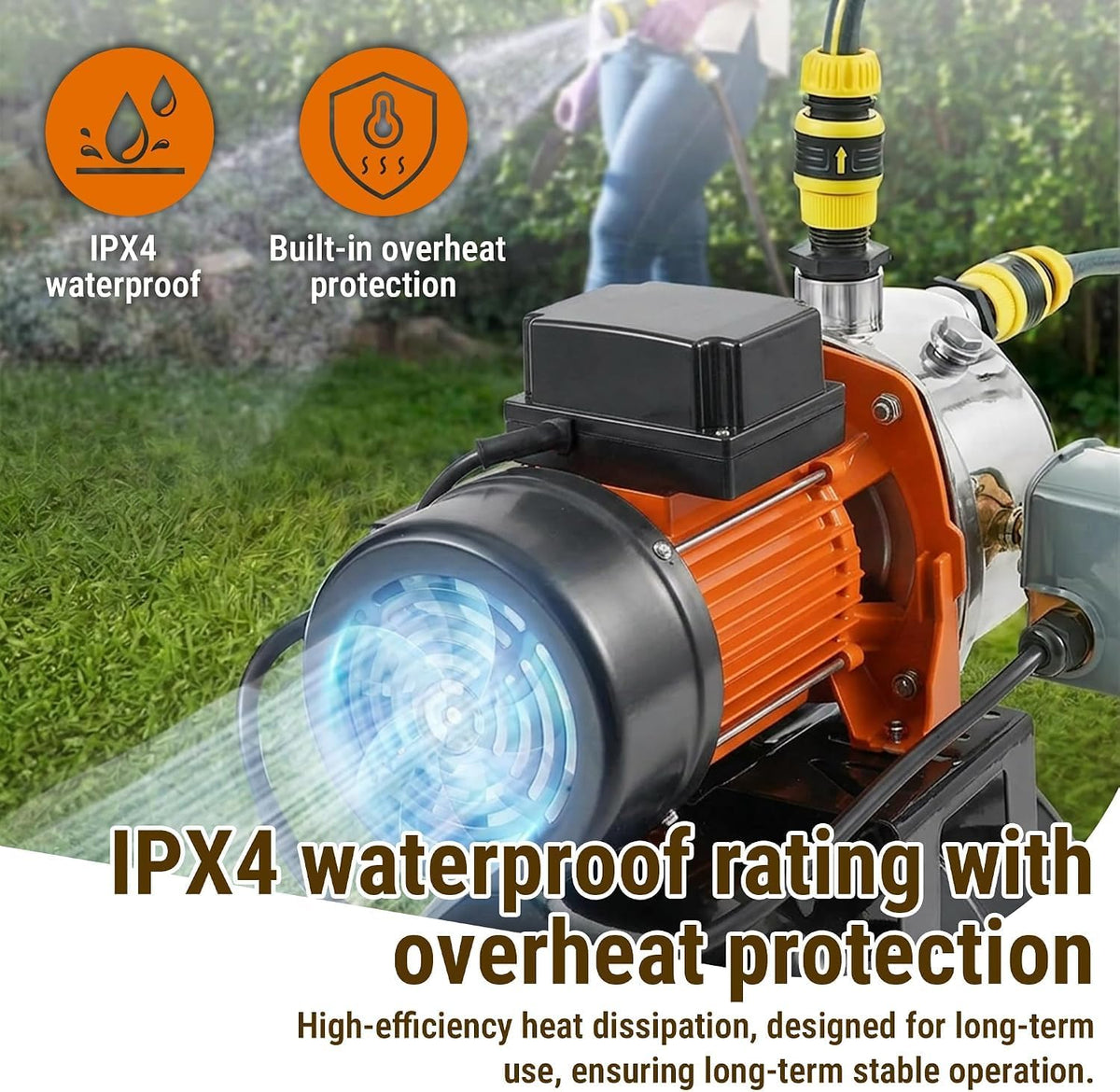 HoldwellS 115V Shallow Well Jet Pump with 5 Gallon Pressure Tank 1320 GPH Stainless Steel Automatic Water Booster Pump with Pressure Switch & Gauge