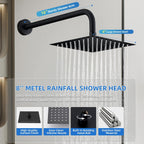 Shower Faucet Set With 8" Shower Head And Handheld Black