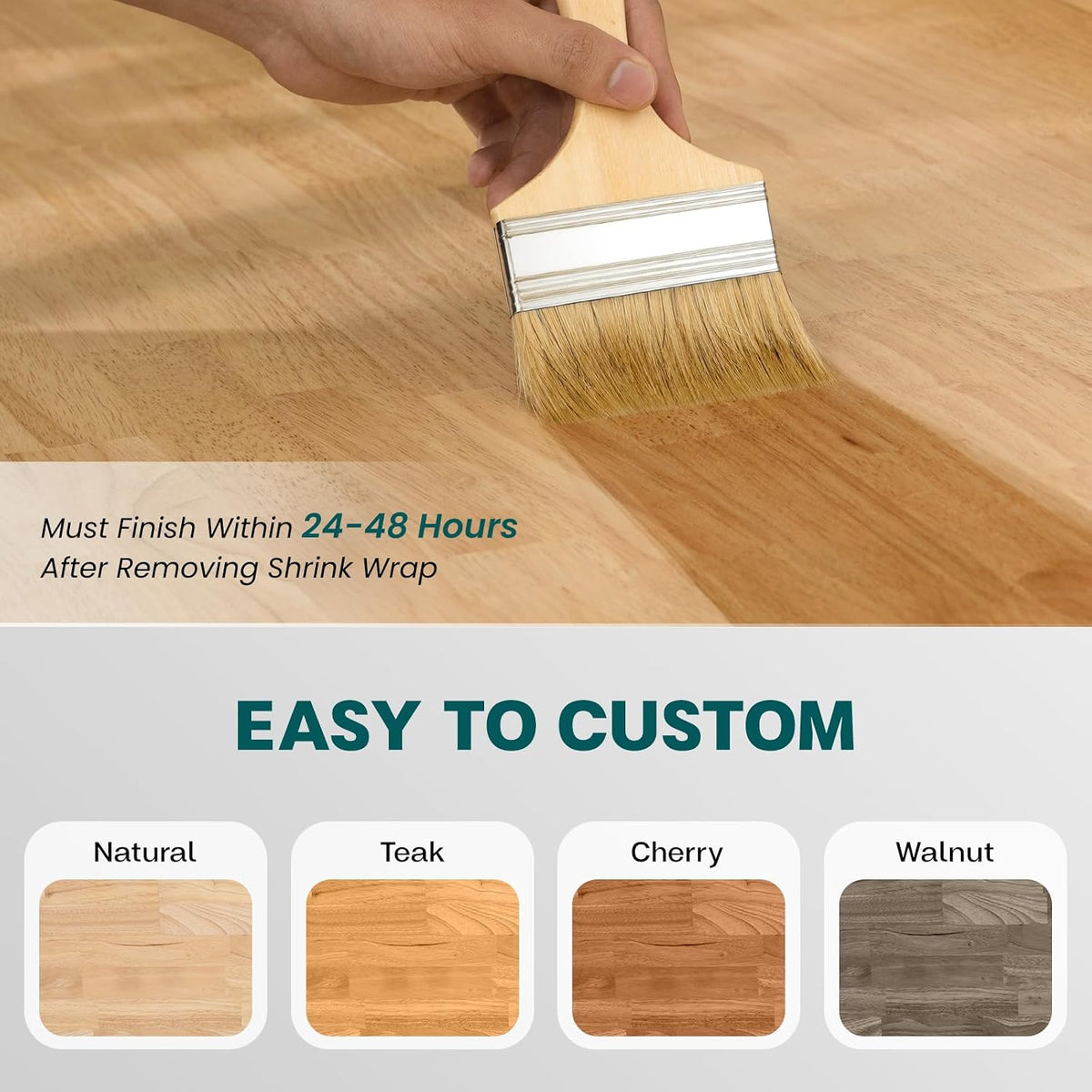 Bme Hevea Solid Wood Butcher Block Countertop, Unfinished, 60" x 25" x 1.5"