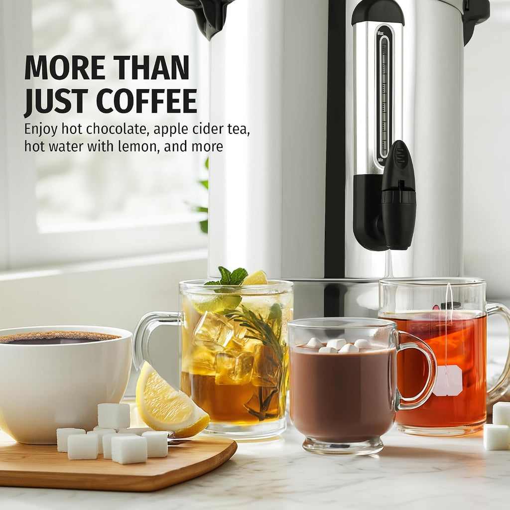 Zulay Commercial Coffee Maker, Coffee Urn 100 Cup, Large Coffee Percolator - 100 Cup Coffee Maker with Double-Wall Stainless Steel, Commercial Coffee