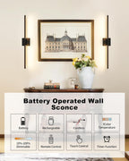 Black Battery Operated Wall Sconce with Remote Control 8000mAh