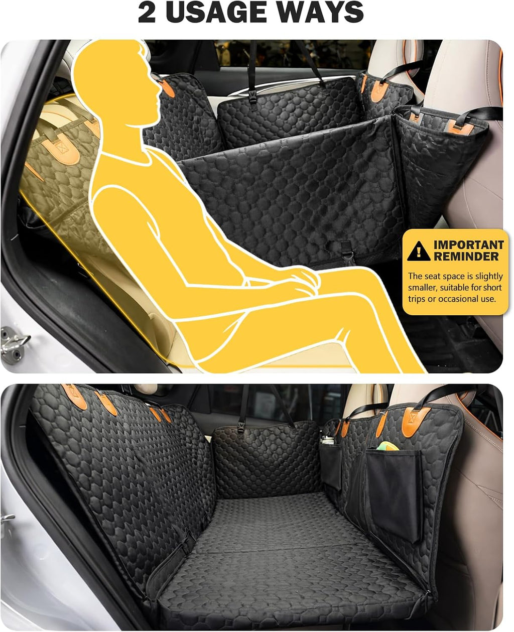 Back Seat Extender for Dogs, Waterproof Dog Car Seat Cover for Back Seat with Hard Bottom, Upgraded Material, Anti Scratch, Easy to Use and Clean
