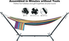 GAFETE Double Hammocks with Stand for Outside, Max 600lbs, (Classic Red)