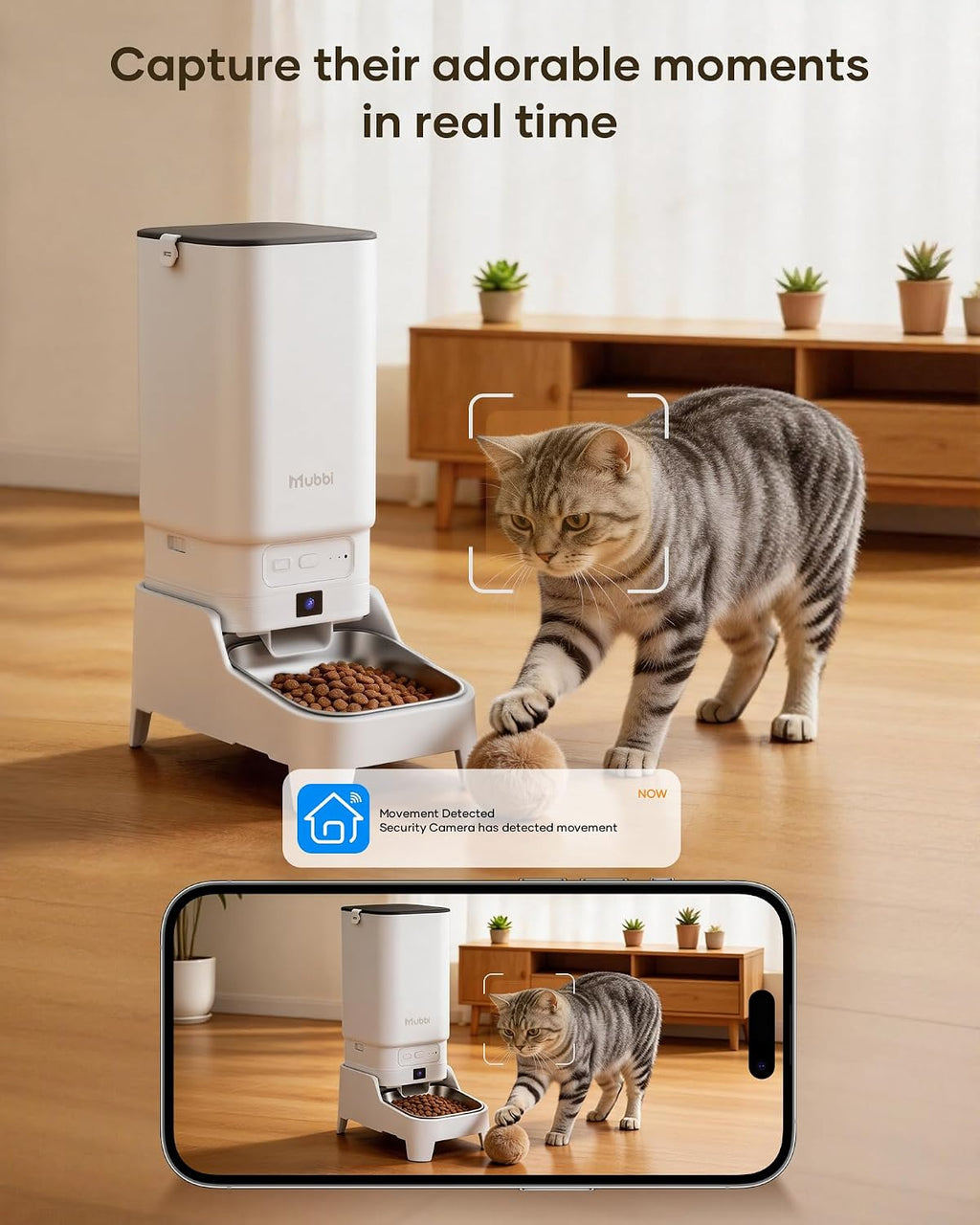 Automatic Cat Feeder with Camera - 7L/29 Cups Auto Dog Feeder with Large Food Tray & 1080P Night Vision, Elevated Bowl, 2-Way Audio, 10s Voice