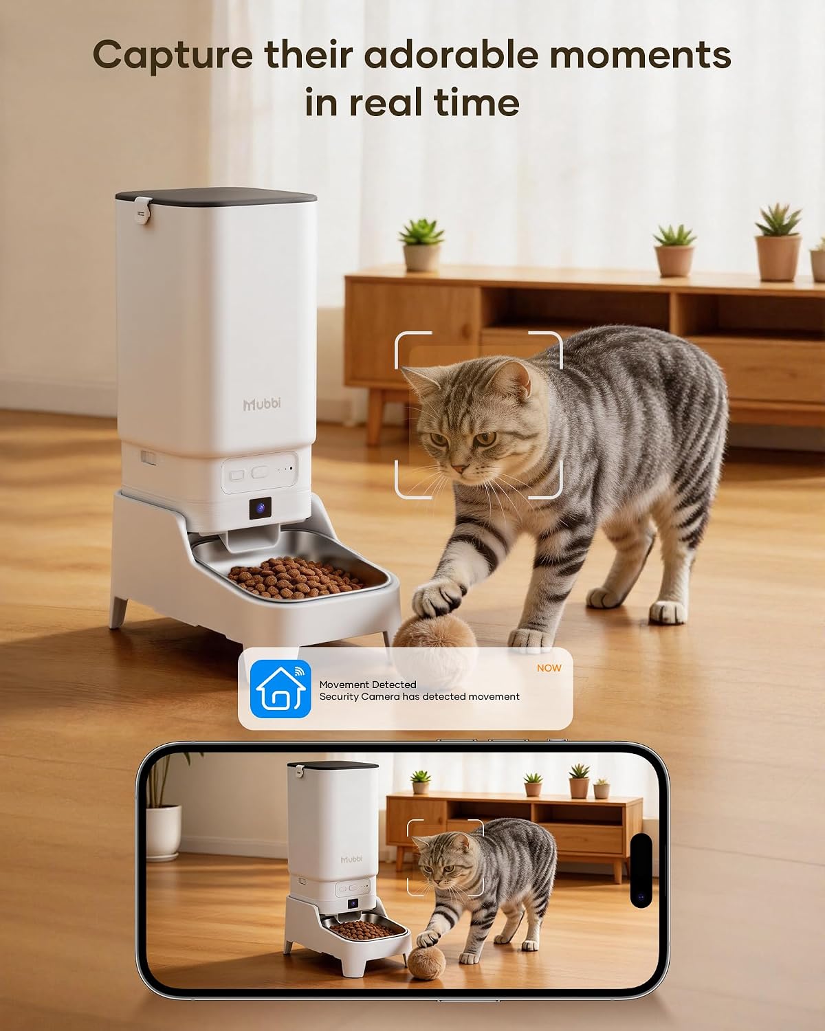 Automatic Cat Feeder with Camera - 7L/29 Cups Auto Dog Feeder with Large Food Tray & 1080P Night Vision, Elevated Bowl, 2-Way Audio, 10s Voice