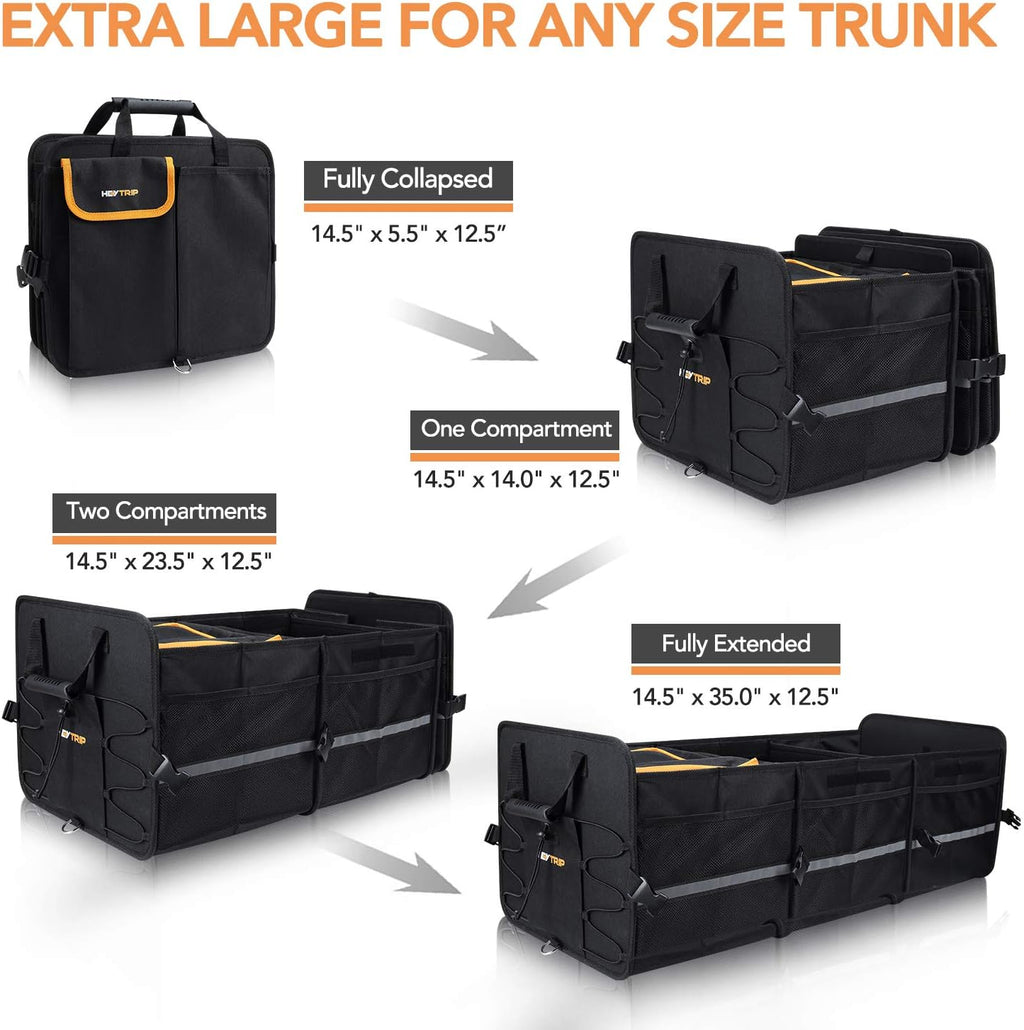 HEYTRIP Large Trunk Organizer with Built-in Leakproof Cooler Bag, Black