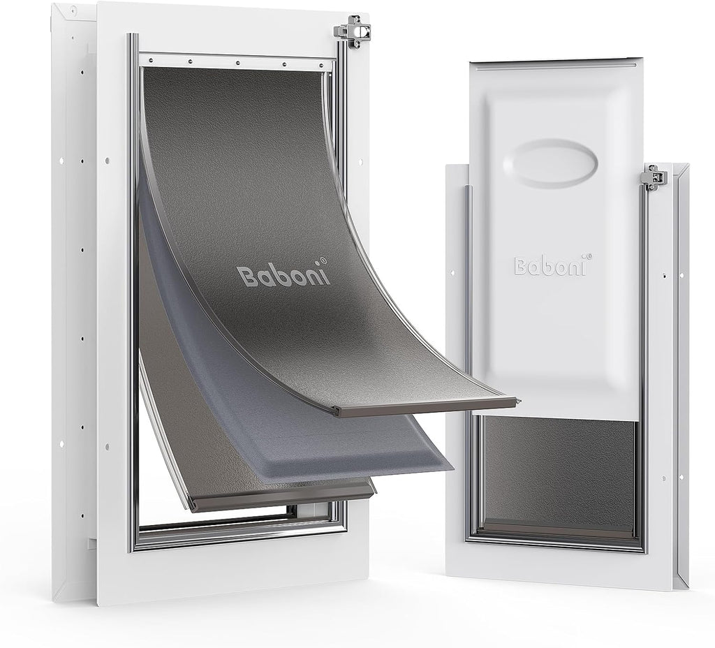 Baboni Dog Door for Door,3-Flap,Metal Frame,Large