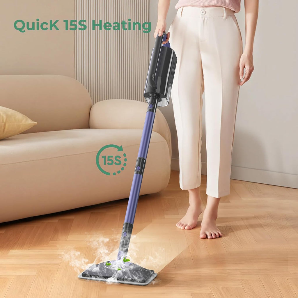 Steam Mop Steam Cleaner Fast Heat-Up with 400ML Water Tank 6-in-1 Multi Accessories, 23FT Power Cable, Lightweight, Steam Cleaner for sealed Hard