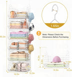 6 Tier Extra Large Hanging Closet Organizer, Closet Storage Hanging with Dividers, Wire Closet Shelf with 5 S Hooks 4 Dividers,Sweater Handbag Hat