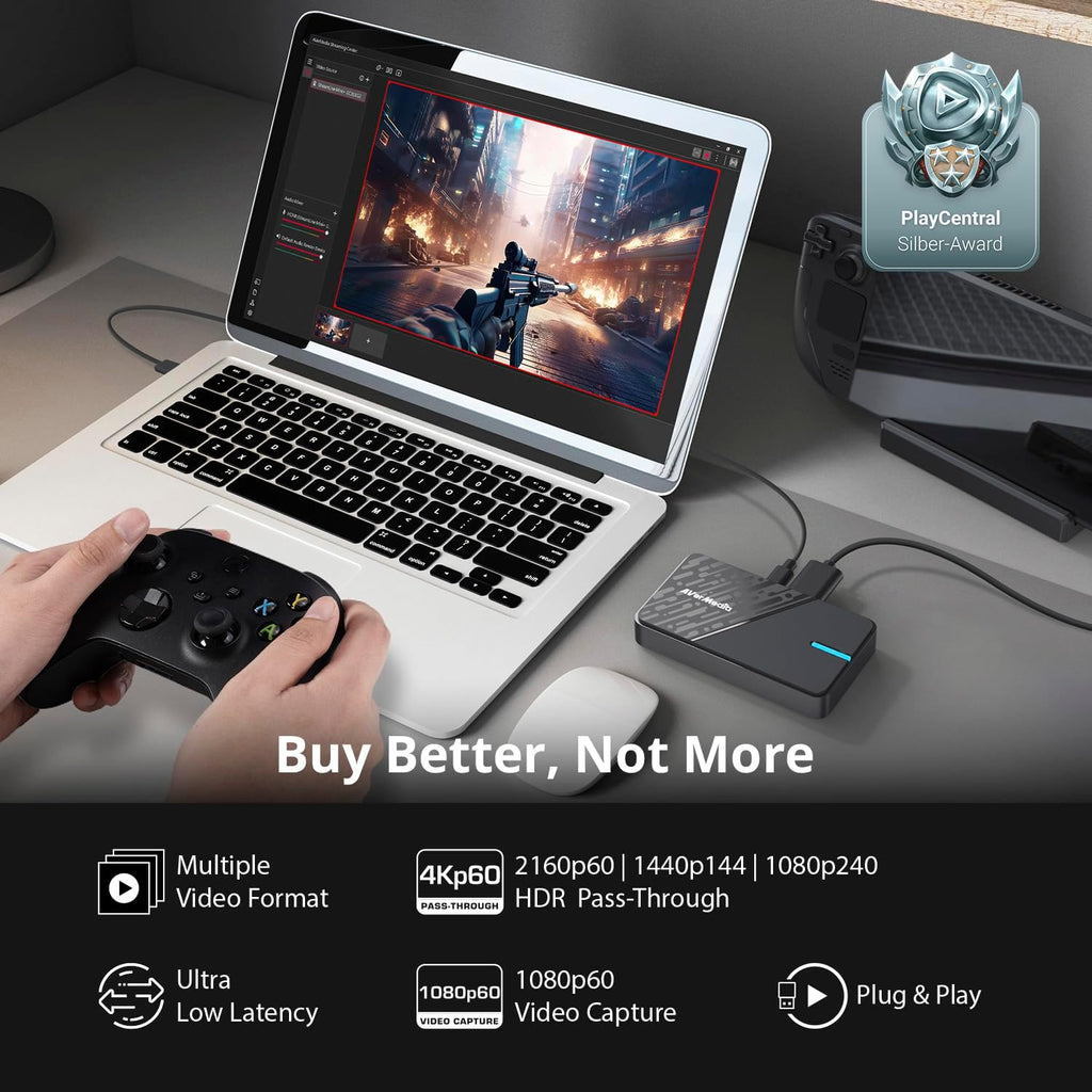 AVerMedia GC311G2 USB-C Game Capture Card, 1080p60, 4K60 HDR Pass-Through
