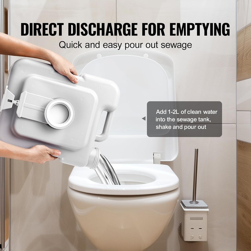 VEVOR Portable Toilet for Camping, RV Toilet with Carry Bag, 5.3 Gal Waste Tank & 3.2 Gal Flush Tank, Push-Button Pressurized Flush Commode, Leak