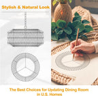 19" Rattan Chandelier for Dining Room, Boho Dining Room Light Fixture