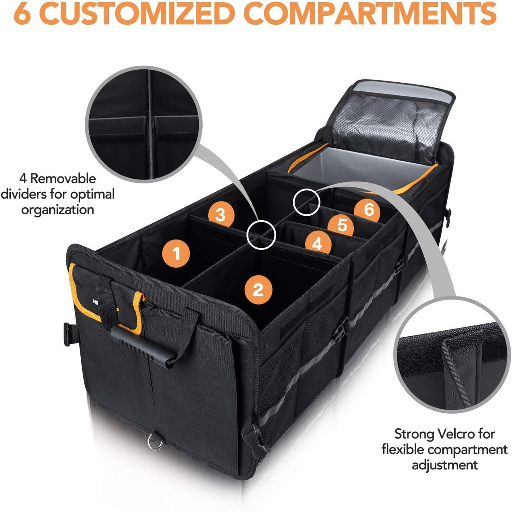HEYTRIP Large Trunk Organizer with Built-in Leakproof Cooler Bag, Black