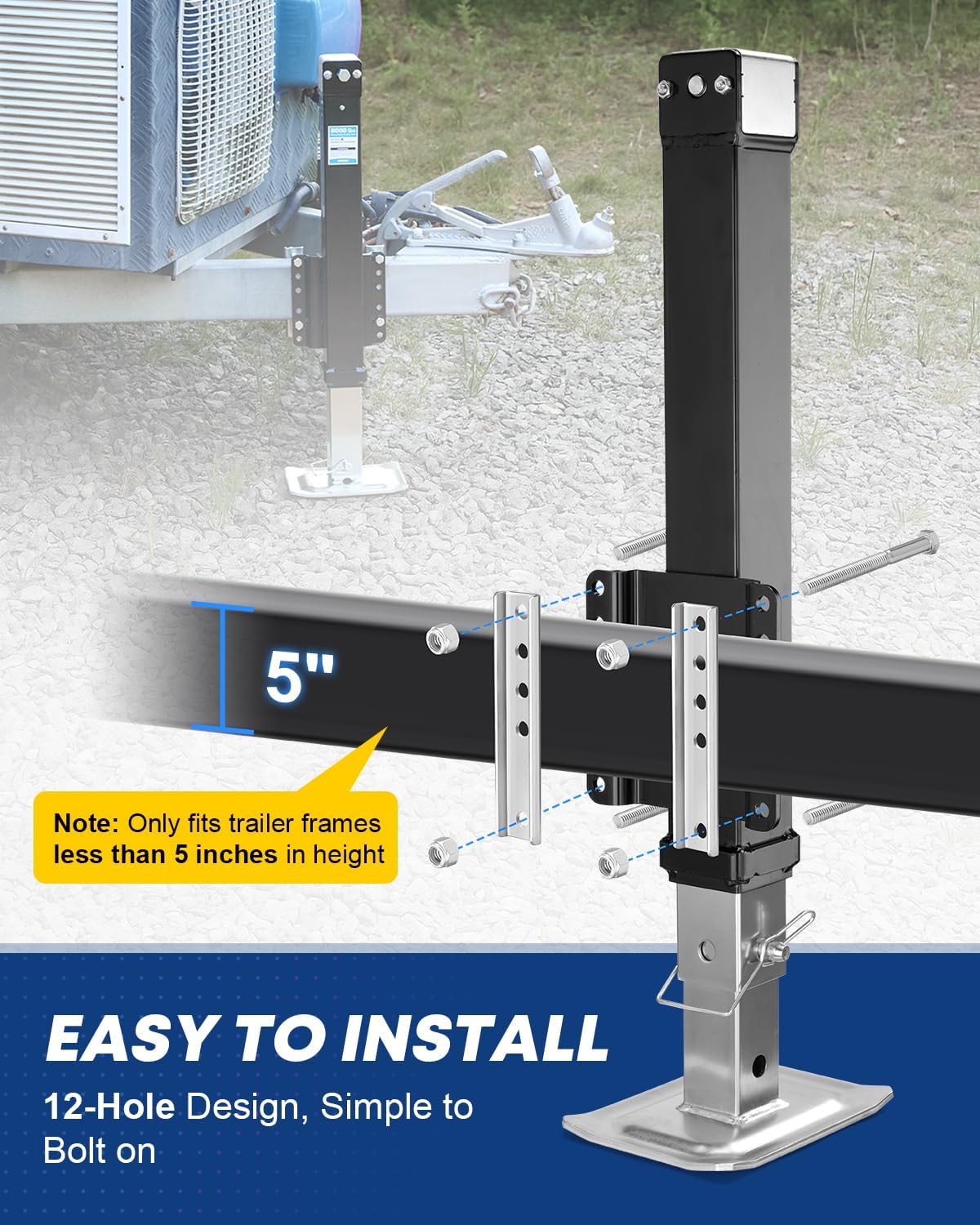 Kohree 8000 lbs Trailer Jack Heavy Duty, 20-24V Electric Drill–Operated