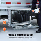 VEVOR Underbody Truck Box, 24"×14"×16" Pickup Storage Box, Heavy Duty Aluminum Diamond Plate Tool Box with Lock and Keys, Waterproof Trailer Storage
