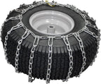 Set of 2 Snow Tire Chains for Lawn Tractor, Riding Mower, Snow Blower - Zinc Plated 2 Link Enhanced Traction Garden Tractor Chains - Fits 20x8x8