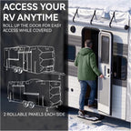 FRUNO Oxford Fabric Travel Trailer Cover RV Cover 24'-27' Waterproof Rip-Resistant Anti-UV Camper Cover for Winter Snow with Jack Cover 4 Tire Covers