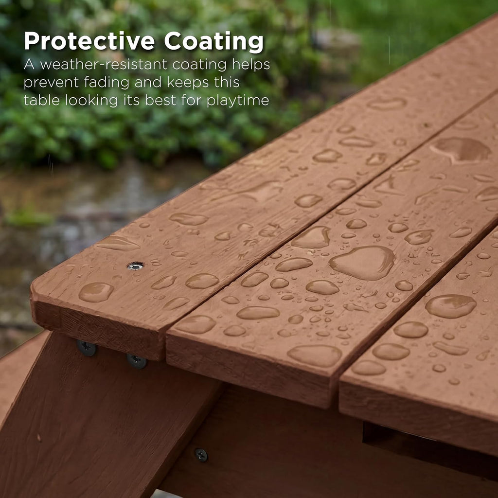 Best Choice Products Kids Picnic Table with Umbrella & Sensory Bins, Beige