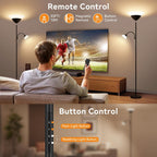 2-in-1 Torchiere Floor Lamp, 34W Super Bright LED Standing Lamp with Remote & Touch Control, 72" Dimmable Adjustable Corner Reading Lamp for Living