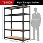 72" H Storage Shelves,Storage Shelves Heavy Duty,2400LBS Metal Shelving Units,Adjustable Garage Shelving Heavy Duty for Garage Storage,Warehouse