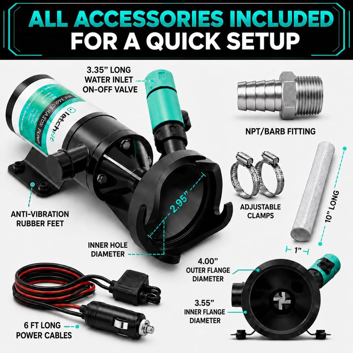 V2.0 RV Macerator Pump 12VDC | 12-15GPM Macerator Pump for RV | 10-Feet Lift RV Waste Pump Macerator | Self-Priming & Portable | Portable RV Waste