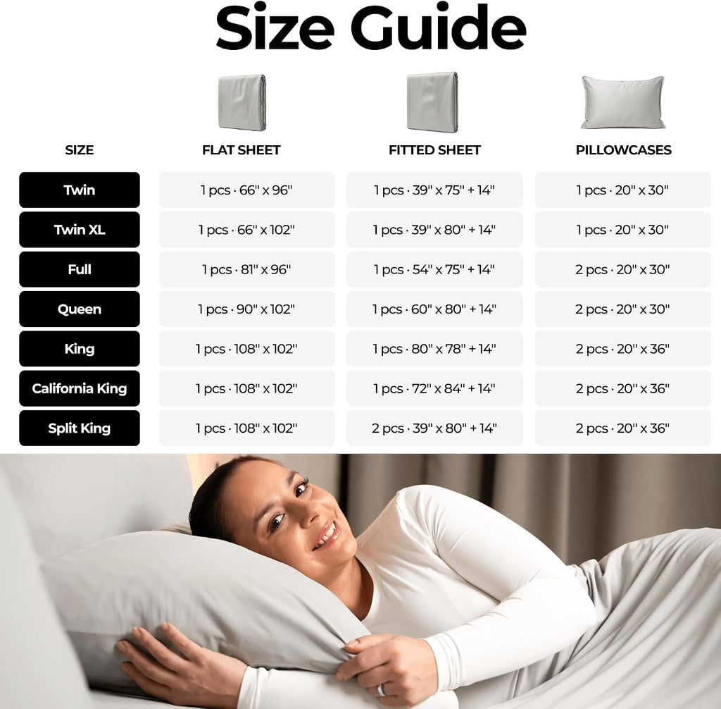 Silvery Silver Infused Bed Sheets Set - Ultra-Soft Temperature-Regulating Fabric with Self-Cleaning Technology™ That Stays Fresh 3X Longer for