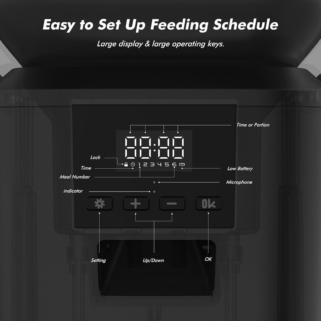 Automatic Dog Feeder - 8L/34 Cups Large Capacity Automatic Cat Food Dispenser with LCD Screen, Large Food Tray, Battery Operated, Timed Cat Feeder