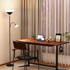 2-in-1 Torchiere Floor Lamp, 34W Super Bright LED Standing Lamp with Remote & Touch Control, 72" Dimmable Adjustable Corner Reading Lamp for Living
