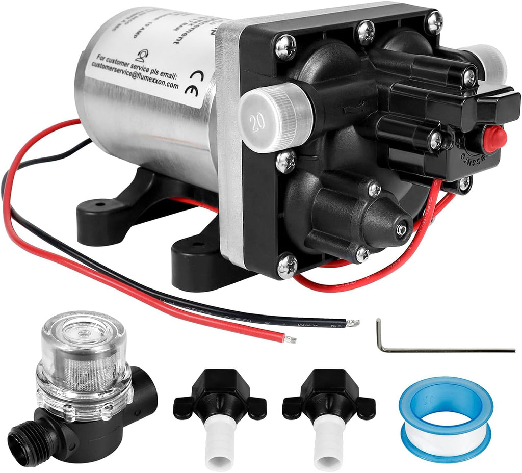 RV Water Pump 4008-101-A65/E65 Replacement, 3.0 GPM 55PSI, 12V DC Quiet RV Fresh Water Pump with Pressure Switch for Camper RV Shower Garden