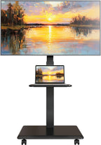 Steel Base Rolling TV Stand for 32-75 inch TVs up to 110 lbs, Black