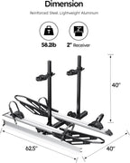 Young 2-Bike Ebike Hitch Rack with Ramp, 200 lbs Capacity for Car, SUV