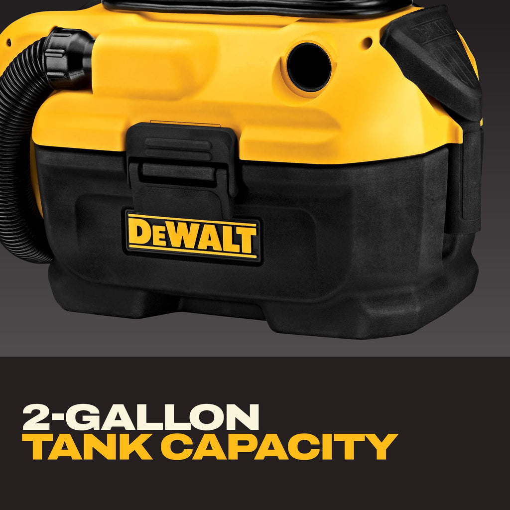 DEWALT 20V MAX Shop Vacuum Wet and Dry, Shop Vac 2 Gallon, Cordless and Corded Wet Dry Vacuum Cleaner, Wide Nozzle, Hepa Filter, Tool Only (DCV581H)