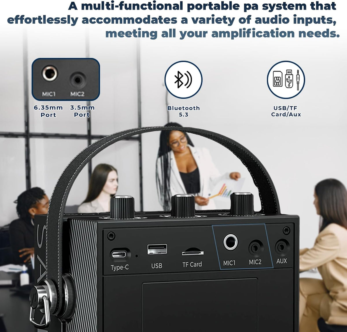50W Voice Amplifier for Teachers, Portable PA Speaker with Microphone