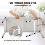 VEVOR Folding Portable Bar Table, Tradeshow Podium Table for Indoor, Outdoor, Party, Picnic, Exhibition, Includes Carrying Case, Storage Shelf and