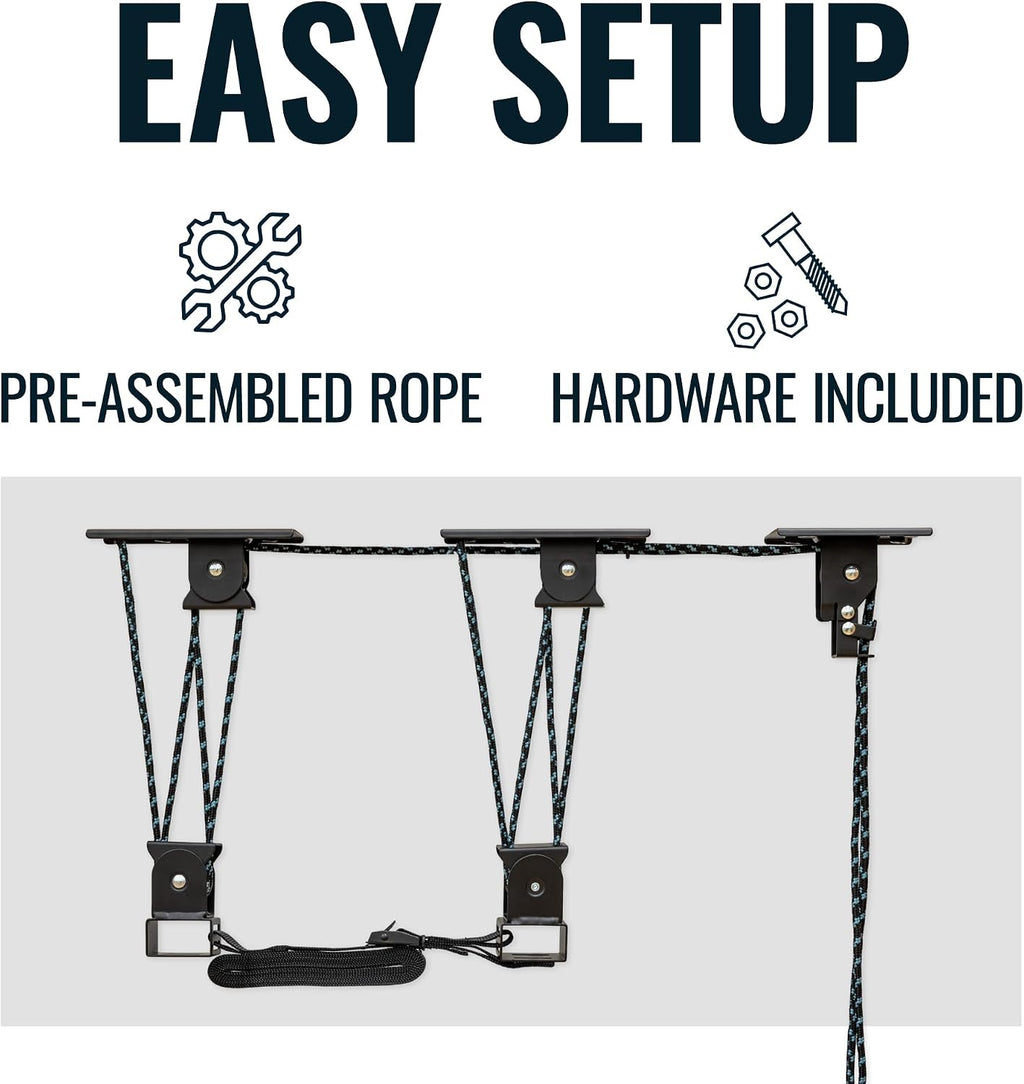 Teal Triangle Canoe Hoist, EasyLift Garage Pulley System, Holds 150 lbs