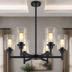 Black Chandelier, 6-Light Dining Room Light Fixtures Over Table
